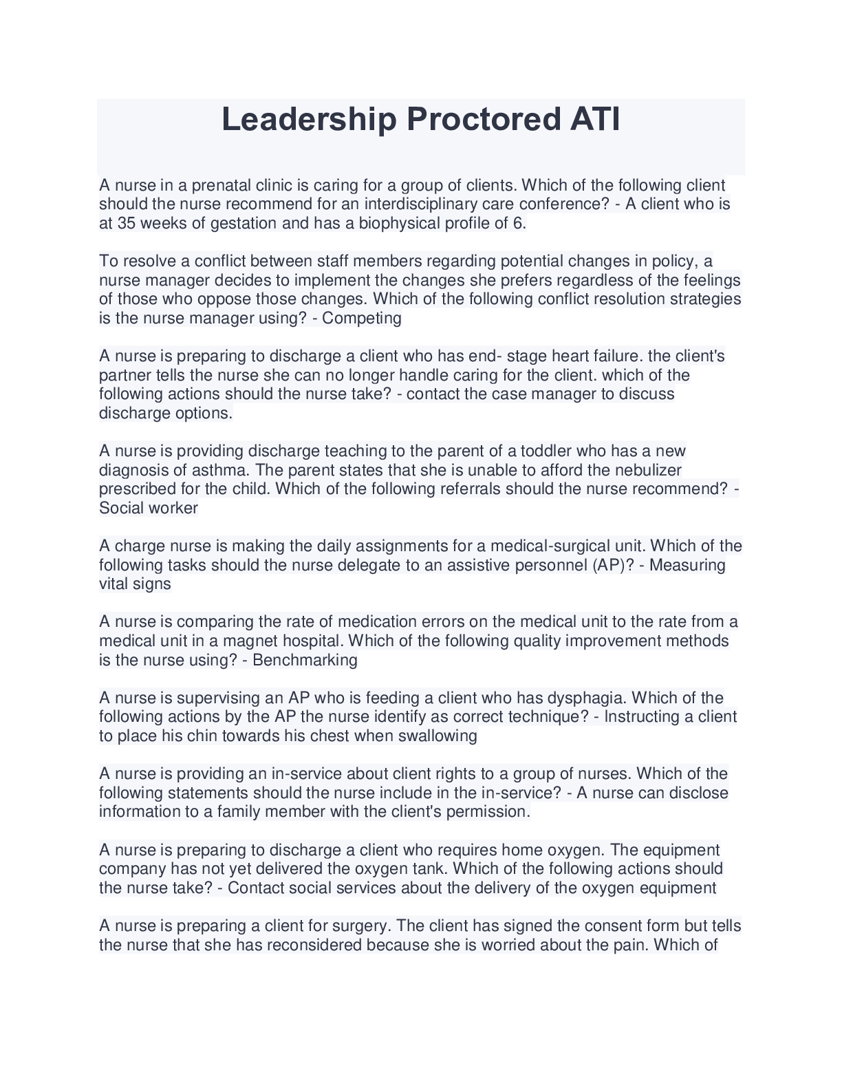 Preview image for Leadership Proctored ATI